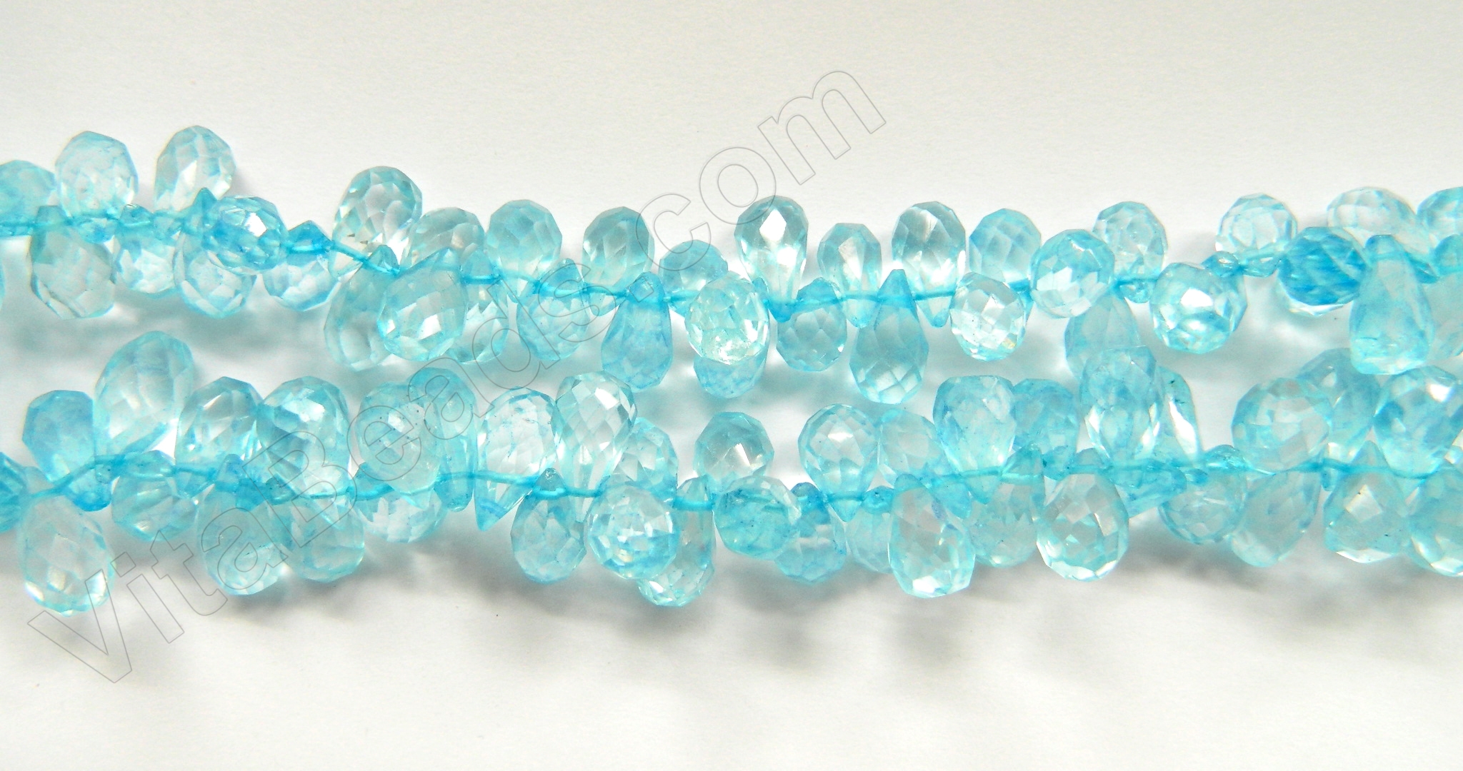 Blue Goldstone 8x12mm Top Side Drilled Faceted Teardrop Beads - 15 inch  strand