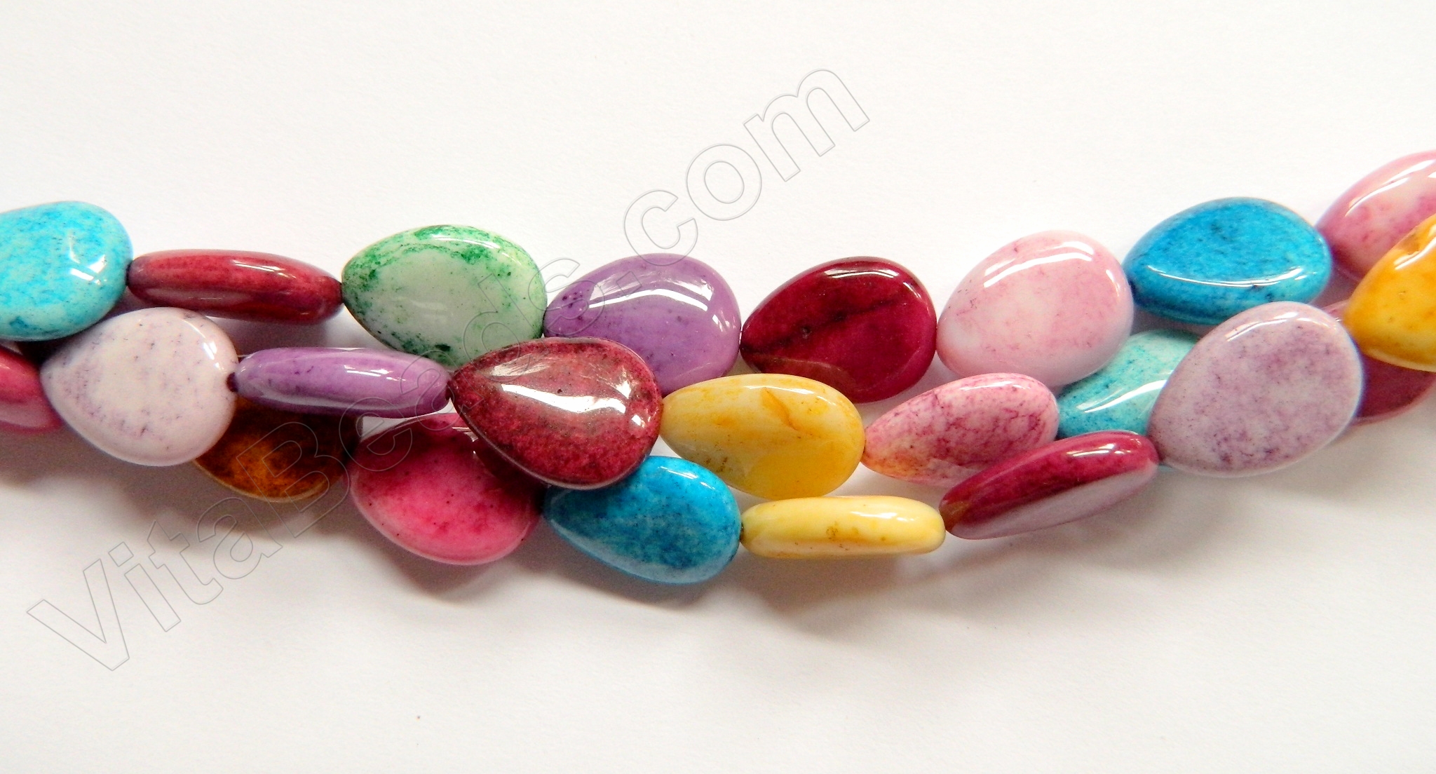 R97/6 Multi-colour 30mm Semi Precious Agate Drop Beads 14.5" Strand 