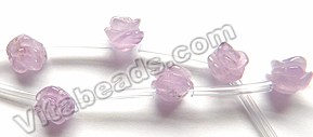 490.00 Cts /17 Inches Natural Drilled Purple Amethyst Flower Carved Beads Strand 