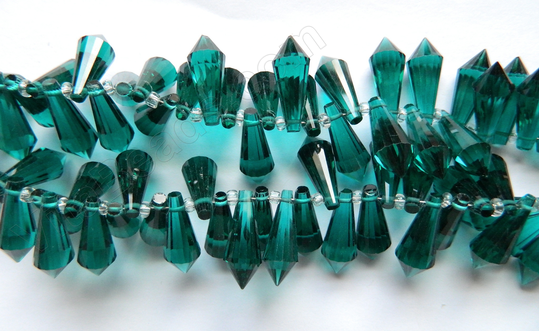 Green Emerald Lab Quartz Elongated Teardrops Beads-10x25 mm 10 Pcs #US-422 