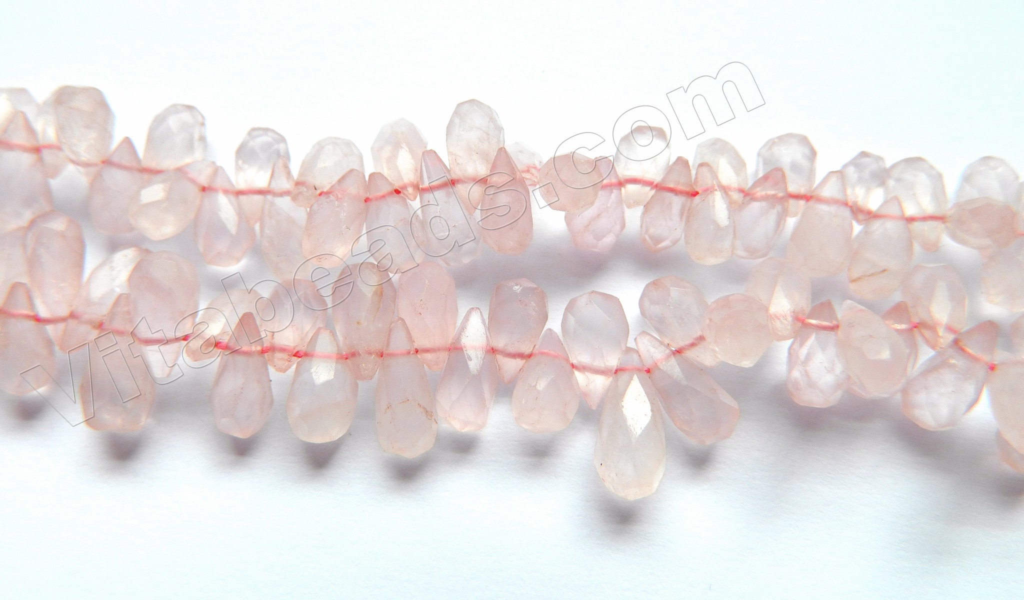 Gem Rose Quartz Lab Faceted Teardrops Briolette Beads 10x25 mm 10 Pcs US-493